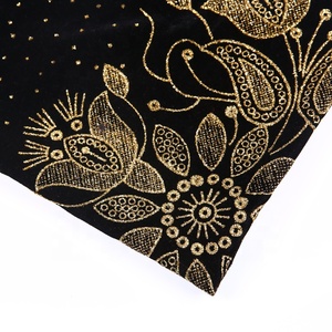 100 <span class=keywords><strong>poly</strong></span> teint feuille noire brillant canapé <span class=keywords><strong>d</strong></span>'ameublement abaya tissu velours en inde - Product Image 5