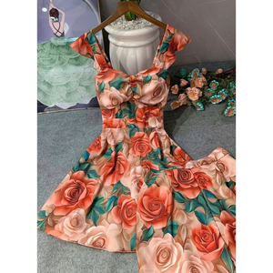 Elegante vestido de mujer a cuadros florales con cintura natural para eventos de otoño contemporáneos Toque femenino Mejor precio Vietnam - Product Image 6