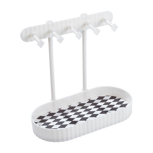 Jewelry Organizer Desk Rack With Tray For Necklaces Earrings Bracelets Storage White 2 Tier Jewelry Display Stand - Product Image 2