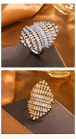 Leicht kombinierbarer, trendiger, schlangenförmiger Zirkon-Ring als Hochzeitsgeschenk, schlichter, eleganter Damen-Schmuck im Instagram-Stil, Öffnungsring aus Kupfer