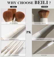 Mehrzweck-Make-up-Pinsel-Set in Beige für Gesicht und Augen, Foundation, Lidschatten, mit Etui, professionelle Schminkpinsel