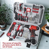 Ensemble d'outils de perceuse électrique 12V de 165 pièces, personnalisable, OEM, boîtier rigide en aluminium, usage domestique, perceuse multifonction, perceuse à percussion au lithium 1