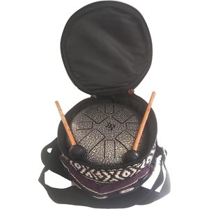 Tambour heureux en acier avec conception OM Tambour à percussion de 6.5 pouces 8 notes 2 maillets Sac de transport pour la méditation, le yoga et l'utilisation musicale - Product Image 1