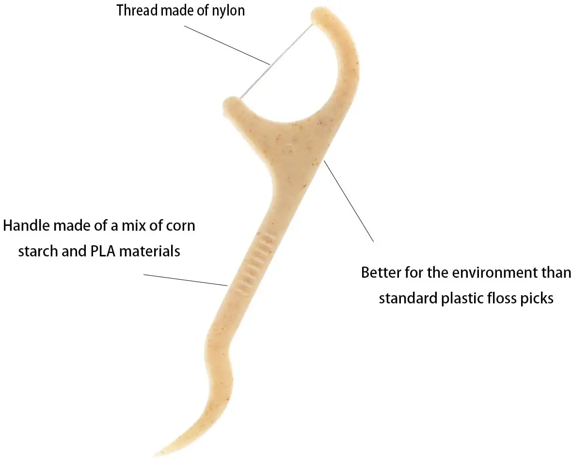 Palillo dental Biodegradable de almidón de maíz, hilo dental ecológico, hilo dental, púas