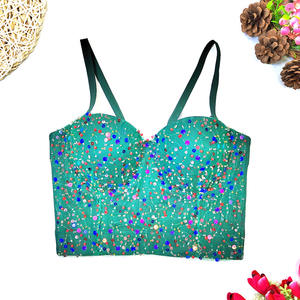 Elegante camisola de espina de pescado con cuentas bordadas de lentejuelas, ropa exterior para mujer, <span class=keywords><strong>faja</strong></span> de cintura corta ajustada sin tirantes con anillo de acero - Product Image 2