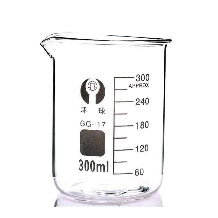 Vaso de vidrio de laboratorio de borosilicato, fabricación China, alta transparencia, precio barato