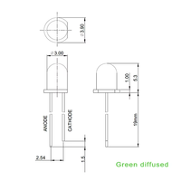 F3 3mm Rond Jaune Vert Diode Émetteur Vert Lentille Diffusée pour la Lumière