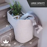 2025 nouveau panier d'escalier en corde gris et blanc pour escaliers en bois coton corde panier organisateur de stockage pour escaliers