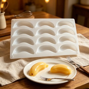 12-Cavity Banana <b>Silicone</b> Mousse Cake Mold For <b>Baking</b> Desserts And Chocolate Commercial Use Oven Safe - Product Image 3