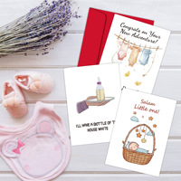 Nouvel ensemble de cartes de vœux amusantes pour bébé – 6 designs humoristiques pour baby shower avec enveloppes rouges pour jeunes parents – Papier imprimé offset