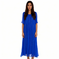 Nouvelle Robe Longue Élégante en Chiffon Doré Brillant 2026, Coupe Ample et Respirante, Manches Classiques, Plus-Size, Multicolore, Naturelle, Conception ODM