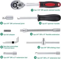 Juego de Llaves de Trinquete de Acero Inoxidable de 46 Piezas, Kit de Herramientas de Reparación Automotriz Multifuncional y Duradero, Combinación Personalizable OEM