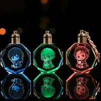 Pas cher en gros k9 LED cristal coeur porte-clés personnalisé Laser 3d Images cristal porte-clés pour bébé cadeaux de baptême