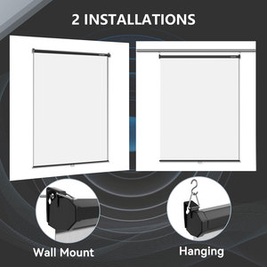 RAUBAY Retractable Pull Down White Screen-Polyester Wrinkle Resistant Anti-Glare 59.8" X 86.6" Collapsible Wall-Mount Background - Product Image 5