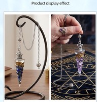Pendentif pendule en cristal naturel, style vintage, tête de couronne, cône spiralé, pour yoga et méditation, fréquence réglable, pendule en résine