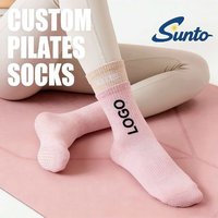 Chaussettes de Pilates antidérapantes personnalisées avec logo pour femmes, chaussettes de yoga en coton premium avec grip, design personnalisé gratuit, chaussettes de Pilates sur mesure