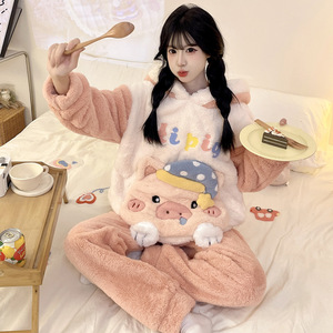 <span class=keywords><strong>Pigiama</strong></span> Termico <span class=keywords><strong>in</strong></span> <span class=keywords><strong>Pile</strong></span> Corallo a Maniche Lunghe da Donna, Invernale, con Fodera Extra Spessa, Design Cartone Animato, <span class=keywords><strong>Taglie</strong></span> <span class=keywords><strong>Forti</strong></span> (fino a 120 kg), <span class=keywords><strong>in</strong></span> Flanella, per il Relax - Product Image 3