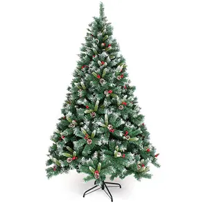 Artificial Christmas Tree/ 6 Foot Flocked Snow Trees Pine Cone Decoration