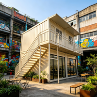 Bureau conteneur industriel à 2 étages, studio préfabriqué modulaire avec mur en verre, bureau préfabriqué à mur en verre pour parc créatif