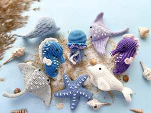 Animaux marins en <span class=keywords><strong>crochet</strong></span> Amigurumi : hippocampe, méduse, <span class=keywords><strong>baleine</strong></span> beluga, <span class=keywords><strong>baleine</strong></span>, étoile de mer et raie en <span class=keywords><strong>crochet</strong></span> - Product Image 3