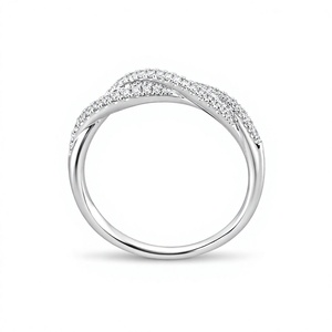 Anillo de Eternidad de Plata 925 con Diamantes para Mujer, Corte Brillante Redondo con Engaste Pavé, Estilo Clásico de Boda - Product Image 1