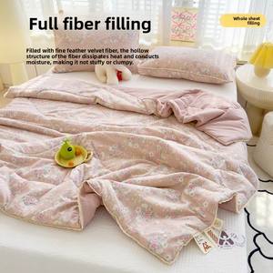 Couette d'été en coton lavé légère, respirante, à imprimé réactif, douce, pour dortoir, maison, hôtel - Product Image 2