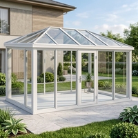 Véranda panoramique série 120 en alliage aluminium-magnésium avec double vitrage, abri de jardin pour villa