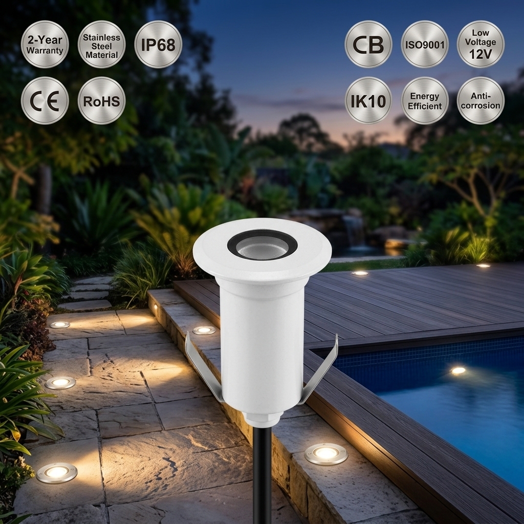 1W 3W Mini IP68 Stainless Steel Landscape Outdoor Pool Star Deck Stair Step Garden Recessed Underground LED Underwater Lights