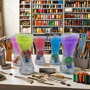 Slime cristallin bicolore en forme de S avec figurine de poupée, slime sensoriel extensible pour enfants, sûr, non toxique et amusant à jouer - Product Image 2