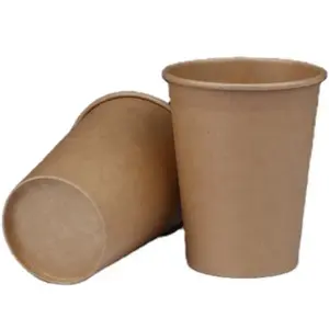 Taza de Papel Kraft con tapa, fácil de llevar, 7/8/12oz, disponible en embalaje de papel personalizado