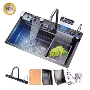 Mới phổ biến chất lượng cao đa chức năng hiện đại thông minh thác nước thép không gỉ 201/304 handmade Bát duy nhất Bồn Rửa Nhà Bếp - Product Image 1