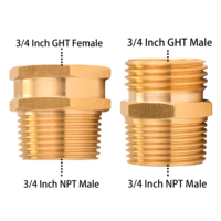 Adaptateur de tuyau d'arrosage, connecteur en laiton 3/4 pouce GHT vers 3/4 pouce NPT pour robinet, avec 8 joints supplémentaires