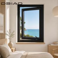 Ventana Abatible Manual con Manivela |   Ventana Abatible de Aleación de Aluminio, Vidrio Templado Aislante para Edificios Residenciales