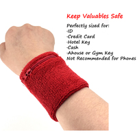 Gelang Uniseks dengan Kantong Resleting untuk Menyimpan Kunci dan Uang, Dompet Olahraga, Penyerap Keringat, Elastis, Kapas, untuk Kebugaran