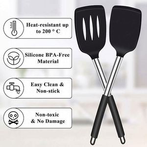 High-temperature Bpa-free/dishwasher Loose <b>Silicone</b> Spatula Stainless Steel Hollow Handle <b>Silicone</b> Cooking Shovel - Product Image 3