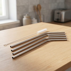 Stainless Steel <b>Drinking</b> <b>Straws</b> Set with Cleaning Brush Dishwasher Safe Polished Round Bendable Metal <b>Straws</b> <b>for</b> Beverage - Product Image 2
