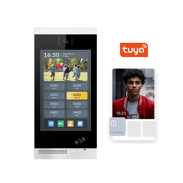 Пульт дистанционного управления TUYA с экраном 10,1 дюйма и функцией распознавания лица, разблокировка, Многоквартирный видеодомофон, система TUYA, дверной звонок