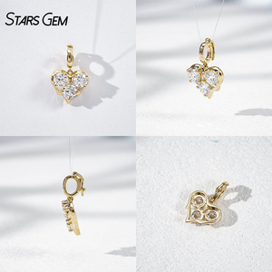 StarsGem Colgante de Oro Sólido de 10K con Diamante Cultivado en Laboratorio, Diseño de As de Picas, Cierre Universal, Joyería de Moda Unisex - Product Image 3