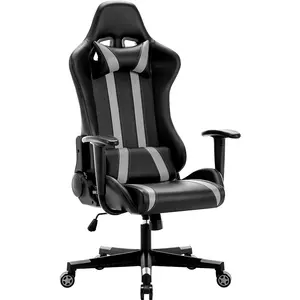 European Quality Hot PU leather 2D High Back Ergonomic Silla Gamer Decent Gaming Stuhl Chair Best Race Grey Computer Chair