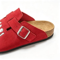 Mules en daim personnalisées pour femme, confortables au quotidien, avec semelle en liège et soutien de la voûte plantaire, sandales à enfiler en cuir à bout fermé