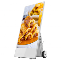 Hobovar tótem LCD móvil para exteriores de 65 pulgadas con ruedas rodantes y pantalla de información de batería para animación de tiendas minoristas