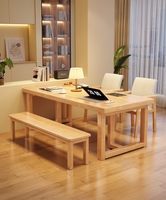 Table de bureau moderne en bois massif, grain de frêne, avec base en H, pour la maison et le bureau (vente en gros)