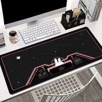Tapis de souris de jeu LW 90*40*0.2cm Space Rabbit, grand tapis de souris, base en caoutchouc antidérapante, bords cousus, tapis de clavier doux, tapis de bureau