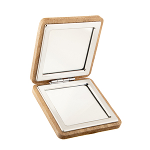 Portable 60x60mm Square Acacia Wood Cosmetic Compact <b>Mirror</b> Chrome Rim Dual HD Glass Handbag Purse <b>Vanity</b> <b>Mirror</b> Wholesale - Product Image 2