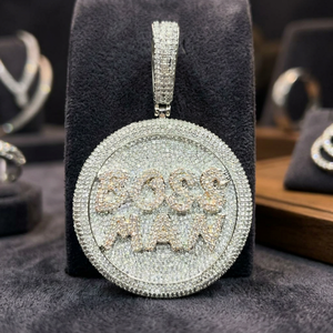 Colgante de Plata 925 Personalizado con Moissanita, Corte Brillante Redondo, Engaste de Garra, Amuleto Hip Hop para Hombres y Mujeres, Joyería de Fiesta, 25g - Product Image 4