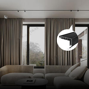 <strong>Romania</strong> Modern Stretch Ceiling Built-In Curtain Track <strong>Rail</strong> Aluminum Profile Custom Track Aluminium Black Aluminum Profile - Product Image 5