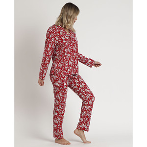 ADMAS GARDEN XL Camisón Cintura elástica Transpirable Spandex Manga larga Frente abierto Estampado romántico Sólido Invierno PJ para mujer - Product Image 2