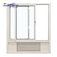 Ventana Corredera de Aluminio de Alta Eficiencia Energética con Rejilla Fija, Recubrimiento en Polvo Blanco para América del Norte