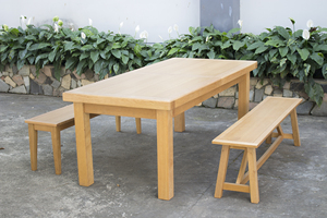 Modern Design Unfinished Teak Wood Rectangular Table <b>Stacking</b> <b>Chair</b> Set High Quality Outdoor <b>Dining</b> Hotel Beach Restaurant Use - Product Image 2