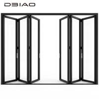 Puertas Plegables Modernas de Vidrio Templado, Perfiles de Aleación de Aluminio 6063-T5, Diseño de Protección Contra Pellizcos de Dedos, para Uso en Exteriores y Villas